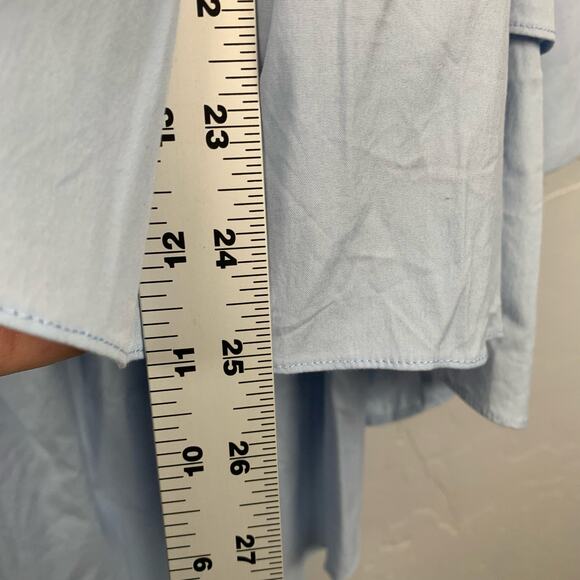 Caroline Constas Blouse Shirt Blue Tatiana Asymmetric Ruffled Cotton Size Large - Picture 11 of 13